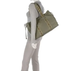 Borsa Donna a Spalla COCCINELLE in Pelle Linea 2Day Signature Large colore Laurel Green
