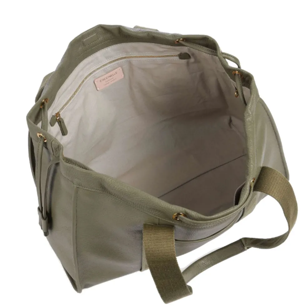 Borsa Donna a Spalla COCCINELLE in Pelle Linea 2Day Signature Large colore Laurel Green