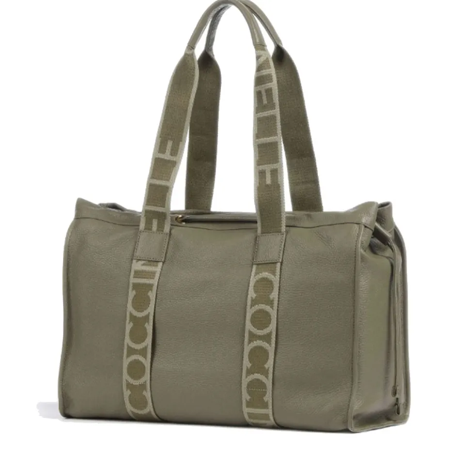 Borsa Donna a Spalla COCCINELLE in Pelle Linea 2Day Signature Large colore Laurel Green