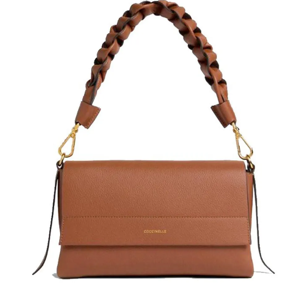 Borsa Donna a Spalla COCCINELLE in Pelle linea Boheme Small colore Cognac - Nero