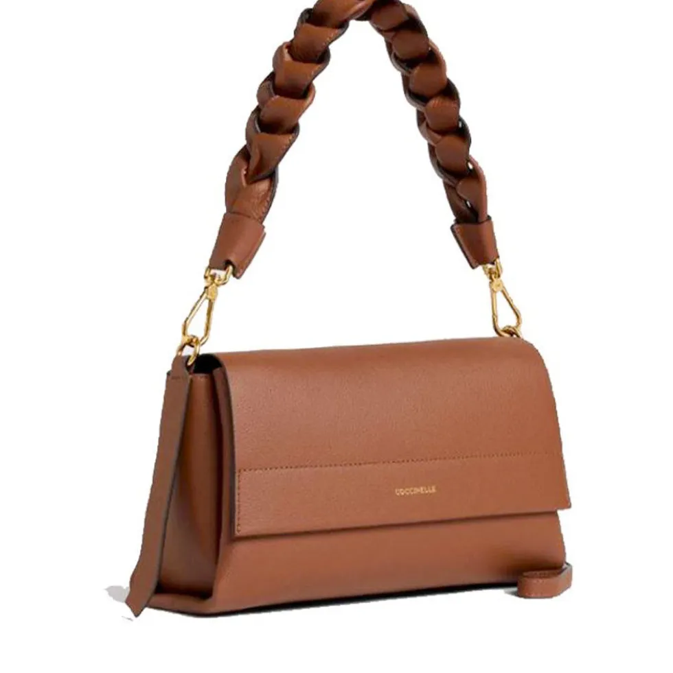 Borsa Donna a Spalla COCCINELLE in Pelle linea Boheme Small colore Cognac - Nero