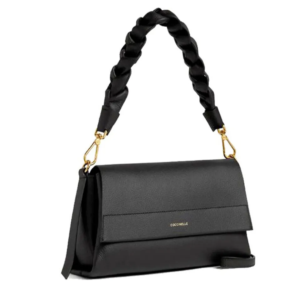 Borsa Donna a Spalla COCCINELLE in Pelle linea Boheme Small colore Nero - Cognac