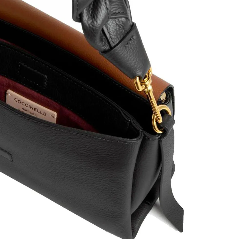 Borsa Donna a Spalla COCCINELLE in Pelle linea Boheme Small colore Nero - Cognac