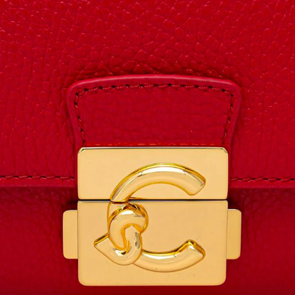Borsa Donna a Spalla COCCINELLE in Pelle Martellata linea C-Me Colore Scarlet