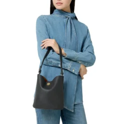 Borsa Donna a Spalla COCCINELLE Linea Nikla Mini Colore Nero - Cognac