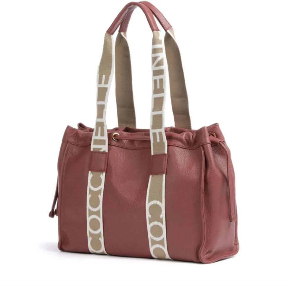 Borsa Donna a Spalla COCCINELLE in Pelle Linea 2Day Signature Medium colore Brandy