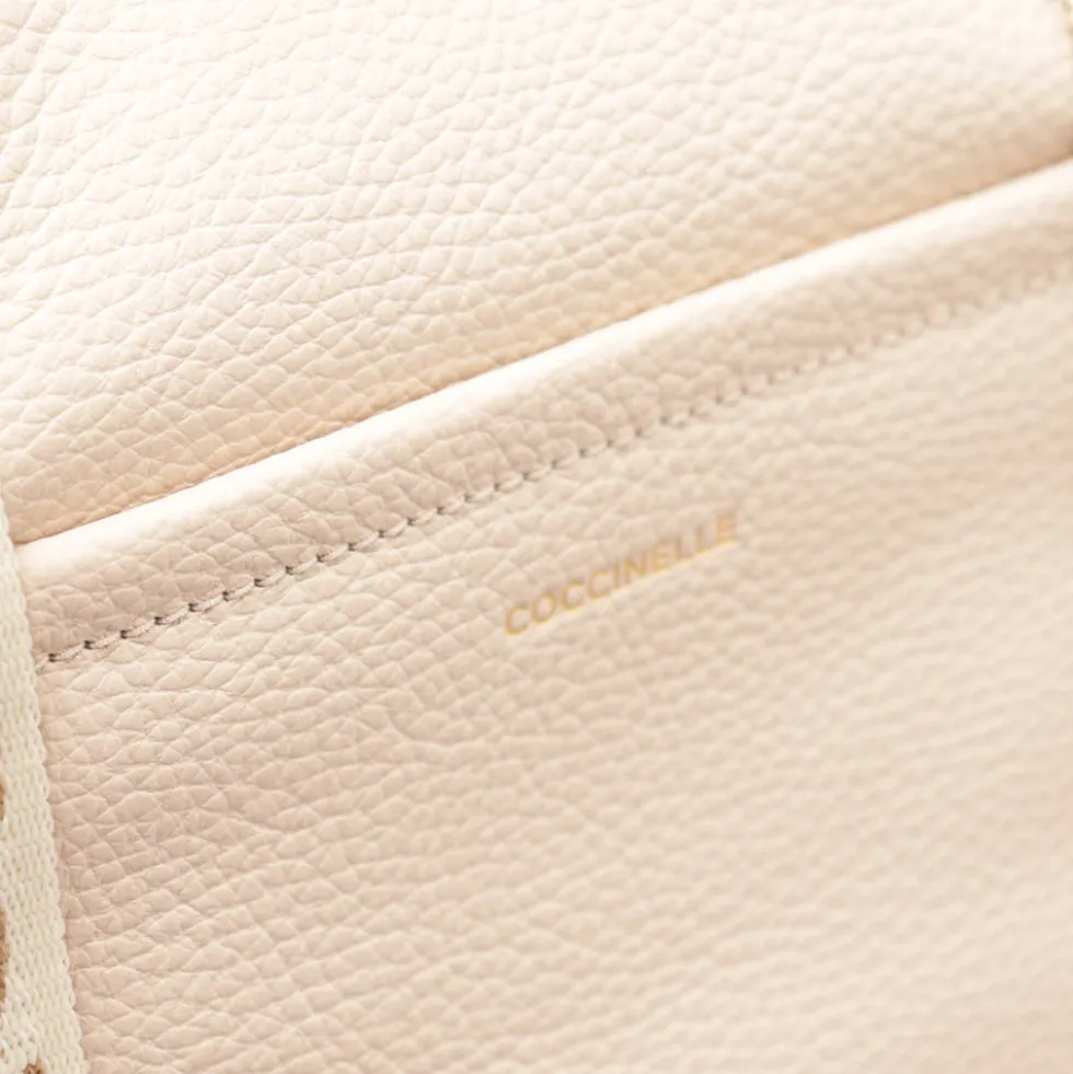 Borsa Donna a Spalla COCCINELLE in Pelle Linea 2Day Signature Large colore Lambskin White