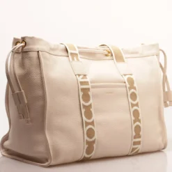 Borsa Donna a Spalla COCCINELLE in Pelle Linea 2Day Signature Large colore Lambskin White