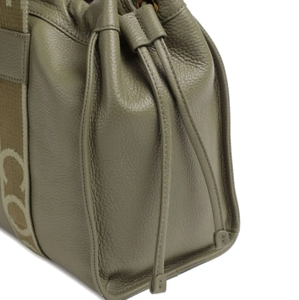 Borsa Donna a Spalla COCCINELLE in Pelle Linea 2Day Signature Medium colore Laurel Green