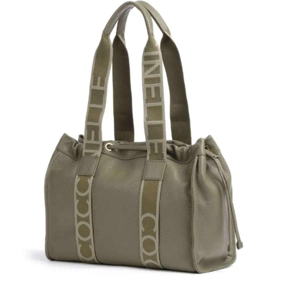 Borsa Donna a Spalla COCCINELLE in Pelle Linea 2Day Signature Medium colore Laurel Green