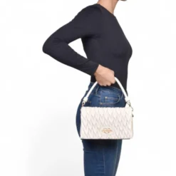 Borsa Donna a Spalla con Tracolla LOVE MOSCHINO Trapuntata Avorio