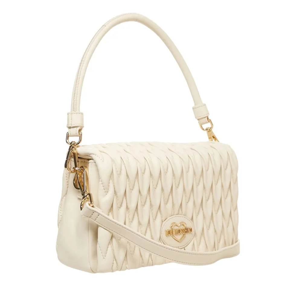 Borsa Donna a Spalla con Tracolla LOVE MOSCHINO Trapuntata Avorio