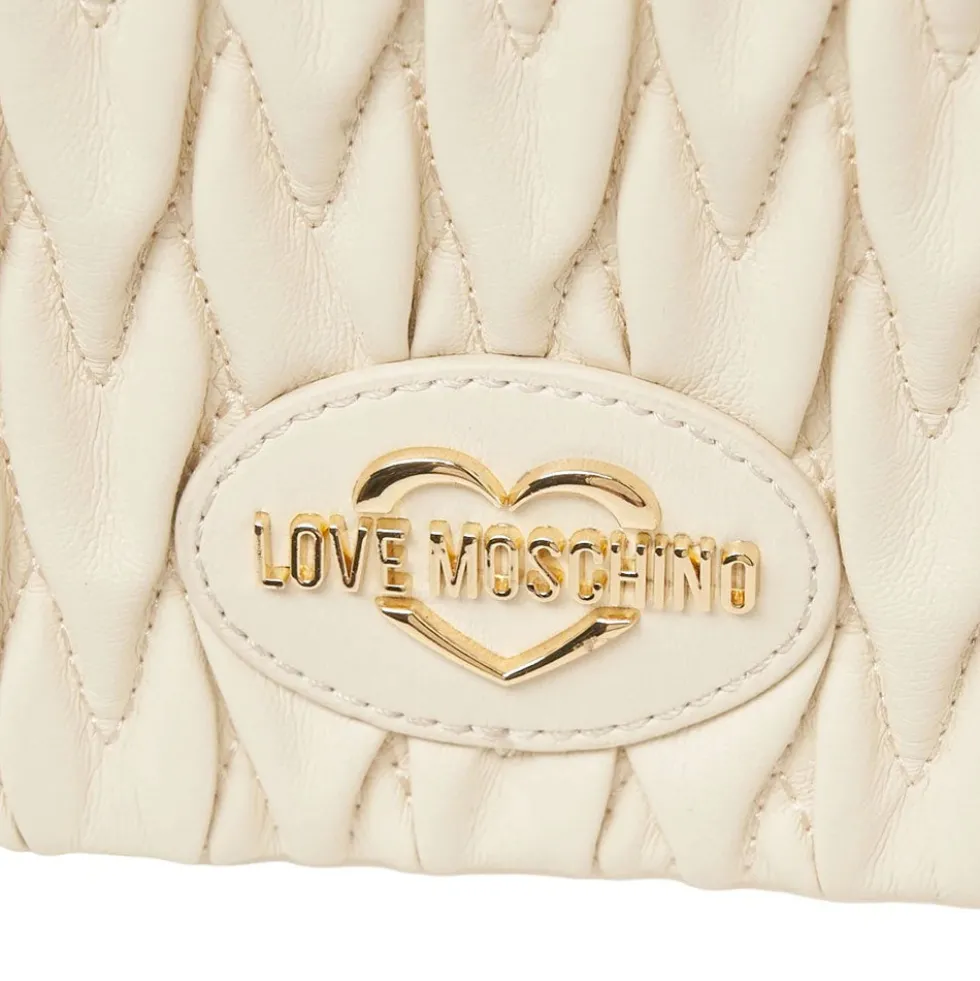 Borsa Donna a Spalla con Tracolla LOVE MOSCHINO Trapuntata Avorio
