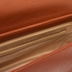 Borsa Donna a Spalla con Tracolla LOVE MOSCHINO color Castagna con Placca Quadrata con Logo