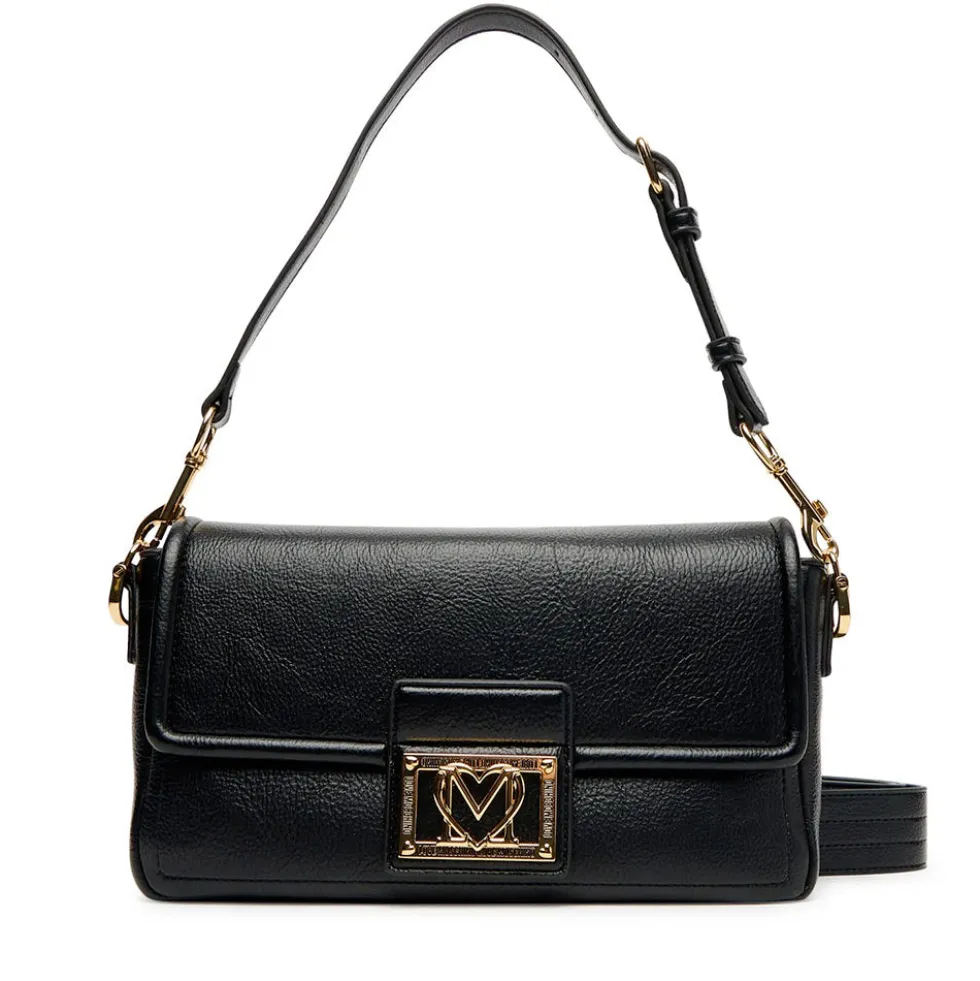 Borsa Donna a Spalla con Tracolla LOVE MOSCHINO Nera con Placca Quadrata con Logo