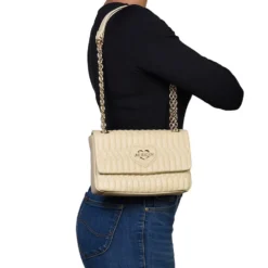 Borsa Donna a Spalla e a Tracolla LOVE MOSCHINO linea Bubby Love in Ecopelle color Burro