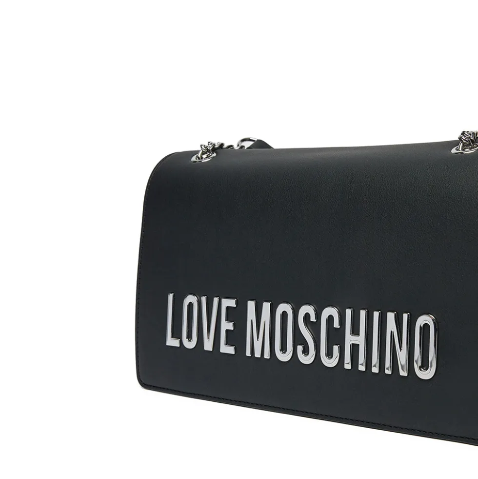 Borsa Donna a Spalla e a Tracolla LOVE MOSCHINO linea Bold Bag colore Nero e Nikel