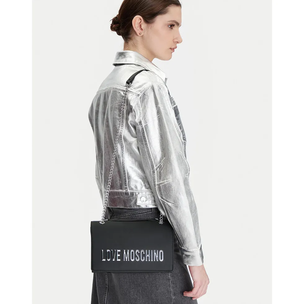 Borsa Donna a Spalla e a Tracolla LOVE MOSCHINO linea Bold Bag colore Nero e Nikel