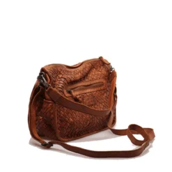 Borsa Donna a Spalla e Tracolla GIANNI CONTI in Pelle Intrecciata color Tan