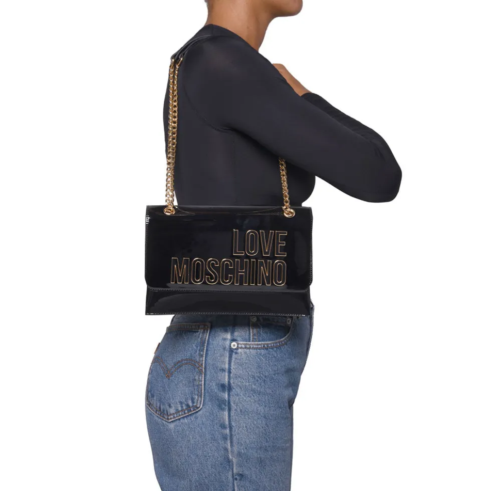 Borsa Donna a Spalla e Tracolla LOVE MOSCHINO in Vernice Nera