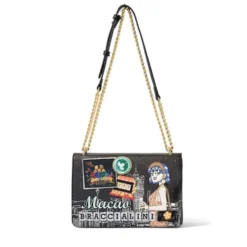 Borsa Donna a Spalla e Tracolla BRACCIALINI linea Cartoline stampa Macao