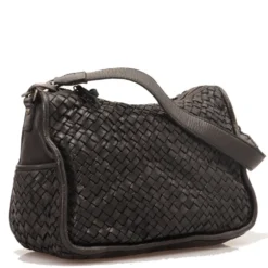 Borsa Donna a Spalla e Tracolla GIANNI CONTI in Pelle Intrecciata Nera