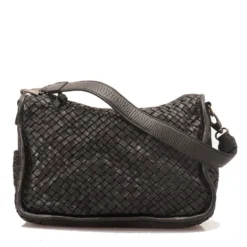 Borsa Donna a Spalla e Tracolla GIANNI CONTI in Pelle Intrecciata Nera