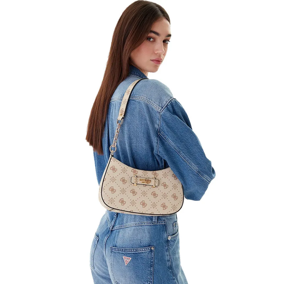 Borsa Donna a Spalla GUESS Linea Carrie Colore Vanilla Logo