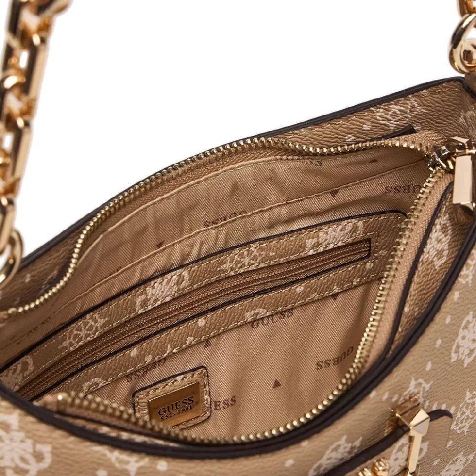 Borsa Donna a Spalla GUESS Linea Carrie Colore Biscotti Logo