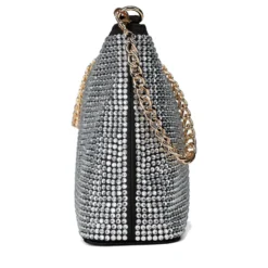 Borsa Donna a Spalla LOVE MOSCHINO Argento con Strass