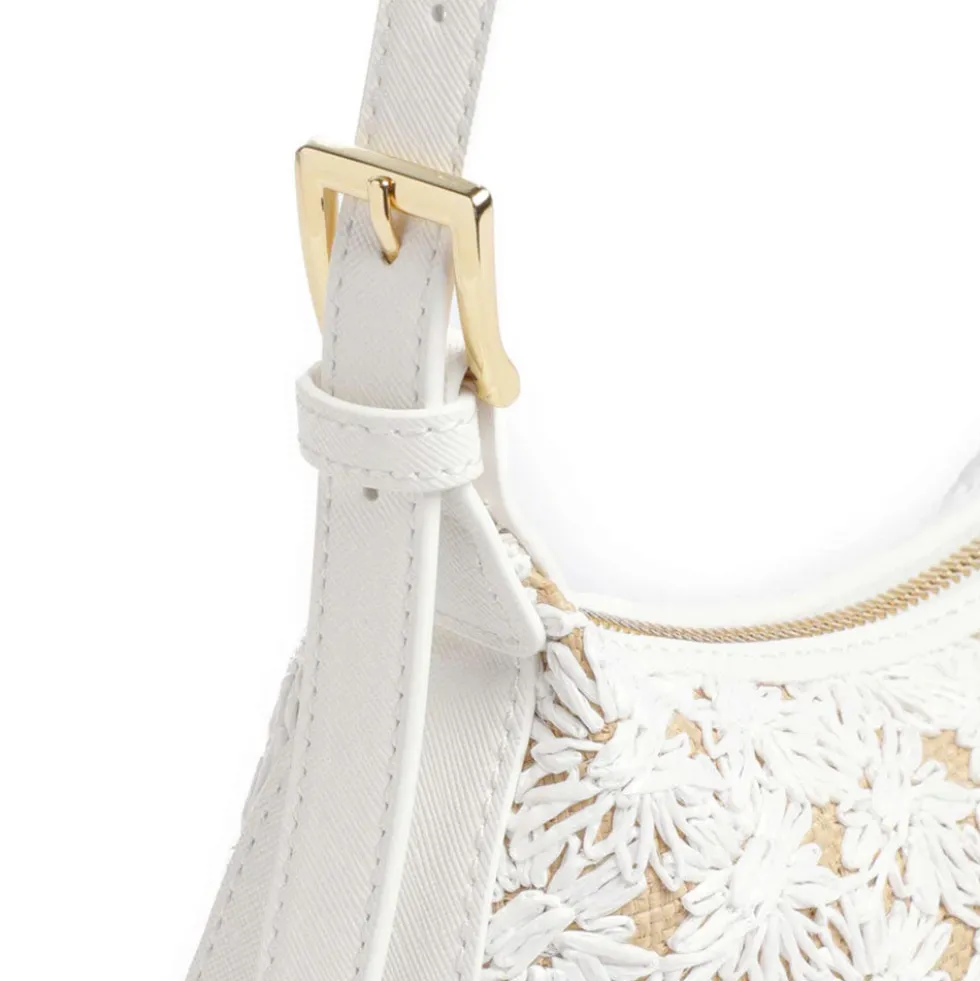 Borsa Donna a Spalla LOVE MOSCHINO linea Daisy in Ecopelle e Rafia Bianca