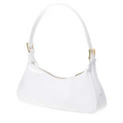 Borsa Donna a Spalla LOVE MOSCHINO in Ecopelle Effetto Vernice Bianca