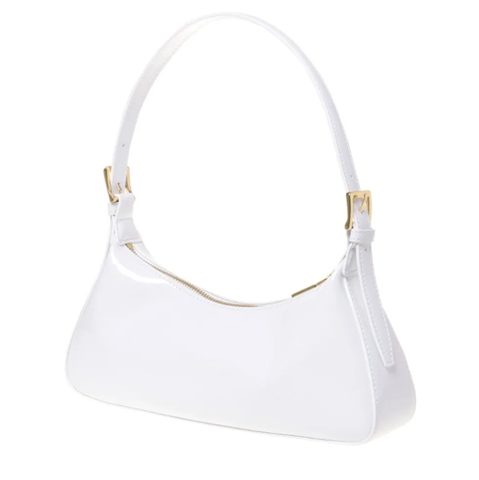 Borsa Donna a Spalla LOVE MOSCHINO in Ecopelle Effetto Vernice Bianca