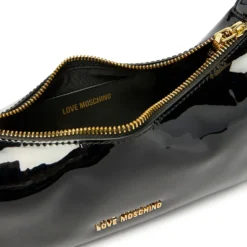 Borsa Donna a Spalla LOVE MOSCHINO in Ecopelle Effetto Vernice Nera