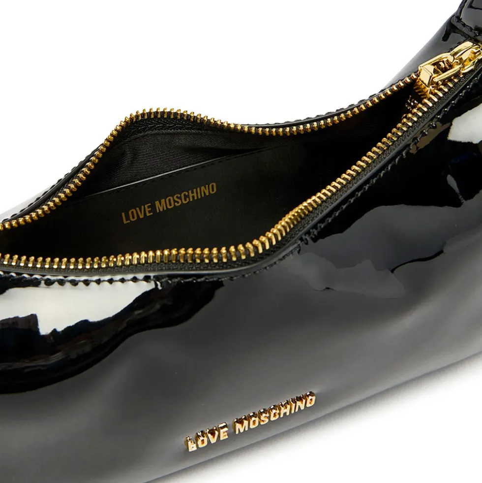 Borsa Donna a Spalla LOVE MOSCHINO in Ecopelle Effetto Vernice Nera