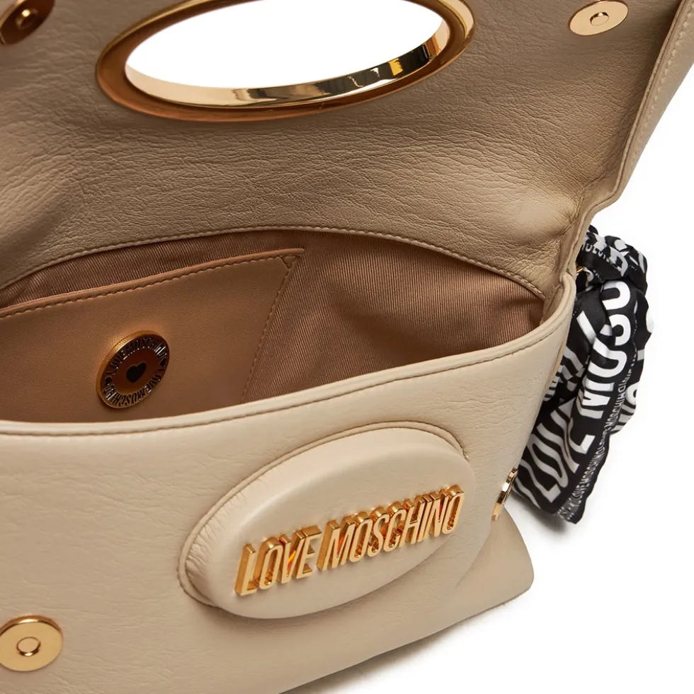 Borsa Donna a Spalla LOVE MOSCHINO Avorio con Foulard Logato