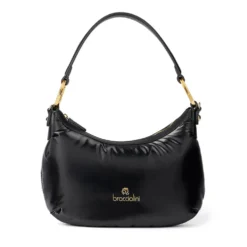 Borsa Donna a Spalla Media BRACCIALINI linea Beth Puffy in Nylon Nero