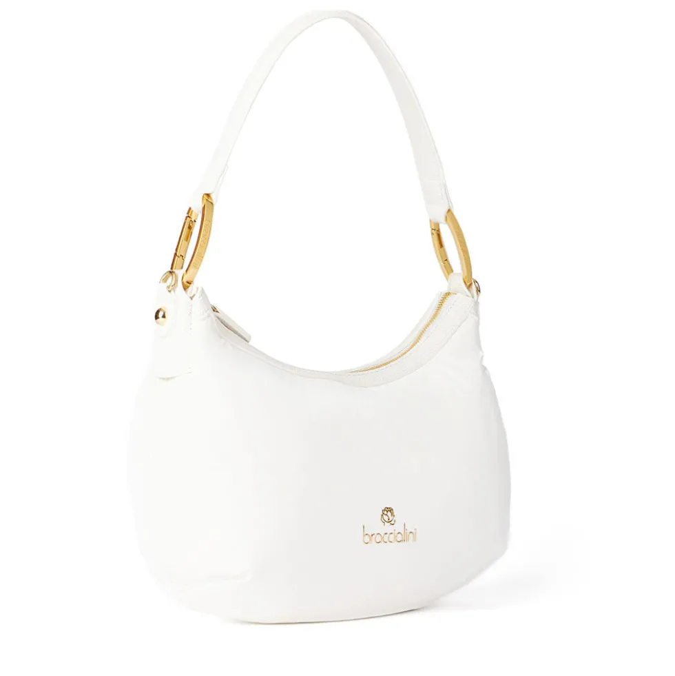 Borsa Donna a Spalla Media BRACCIALINI linea Beth Puffy in Nylon Bianco