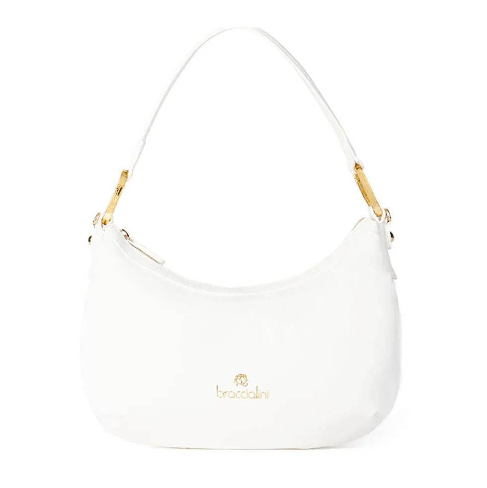 Borsa Donna a Spalla Media BRACCIALINI linea Beth Puffy in Nylon Bianco