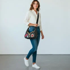 Borsa Donna a Spalla Media BRACCIALINI linea Rock colore Nero