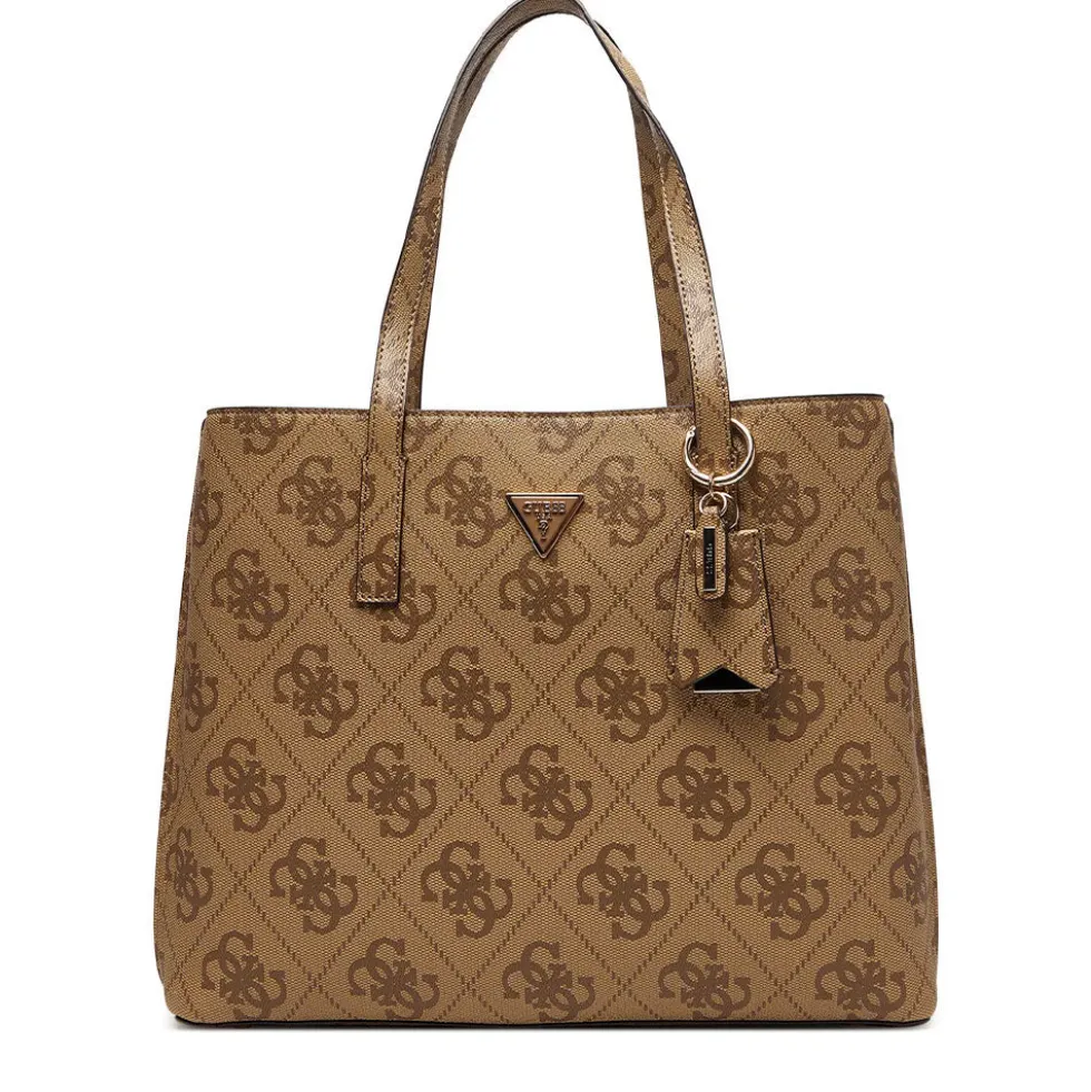 Borsa Donna a Spalla Shopper GUESS Linea Meridian colore Latte Logo