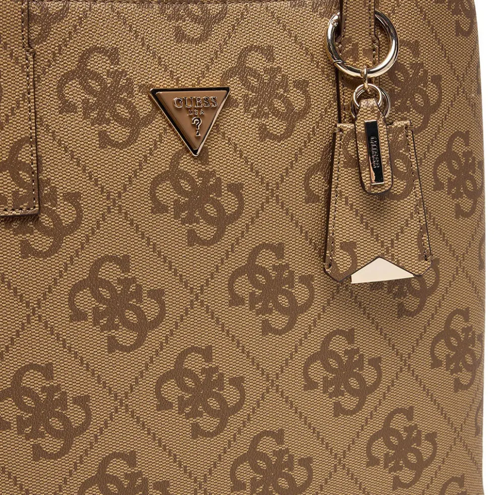 Borsa Donna a Spalla Shopper GUESS Linea Meridian colore Latte Logo