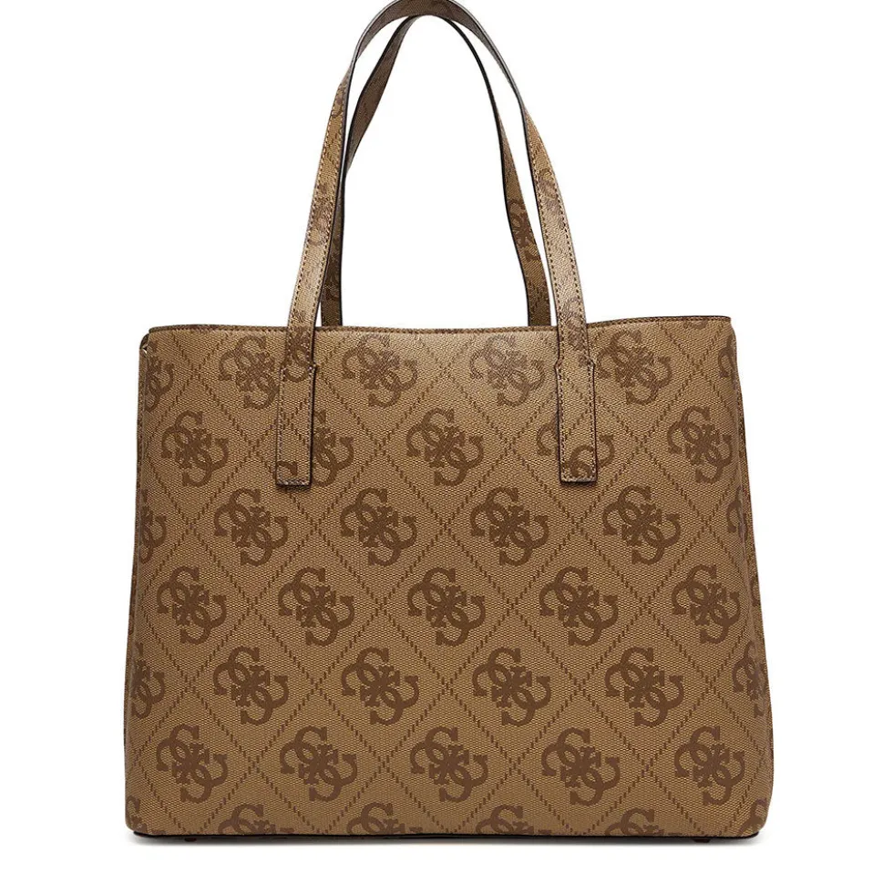 Borsa Donna a Spalla Shopper GUESS Linea Meridian colore Latte Logo