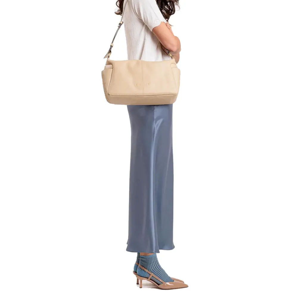 Borsa Donna a Spalla THE BRIDGE linea Letizia in Pelle color Burro