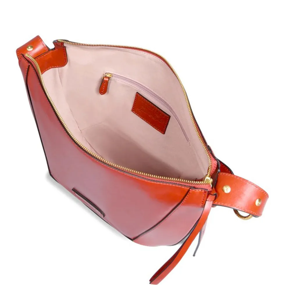 Borsa Donna a Spalla THE BRIDGE linea Fedora in Pelle Arancio Bruciato