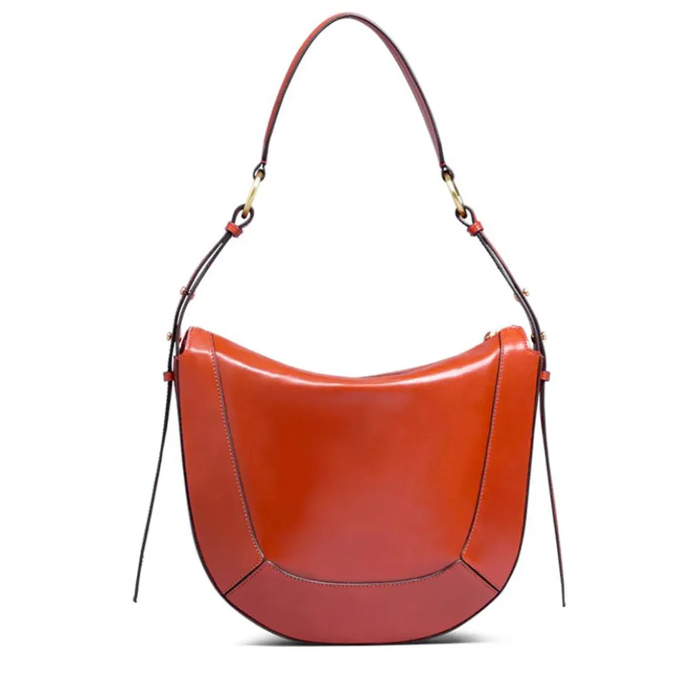 Borsa Donna a Spalla THE BRIDGE linea Fedora in Pelle Arancio Bruciato
