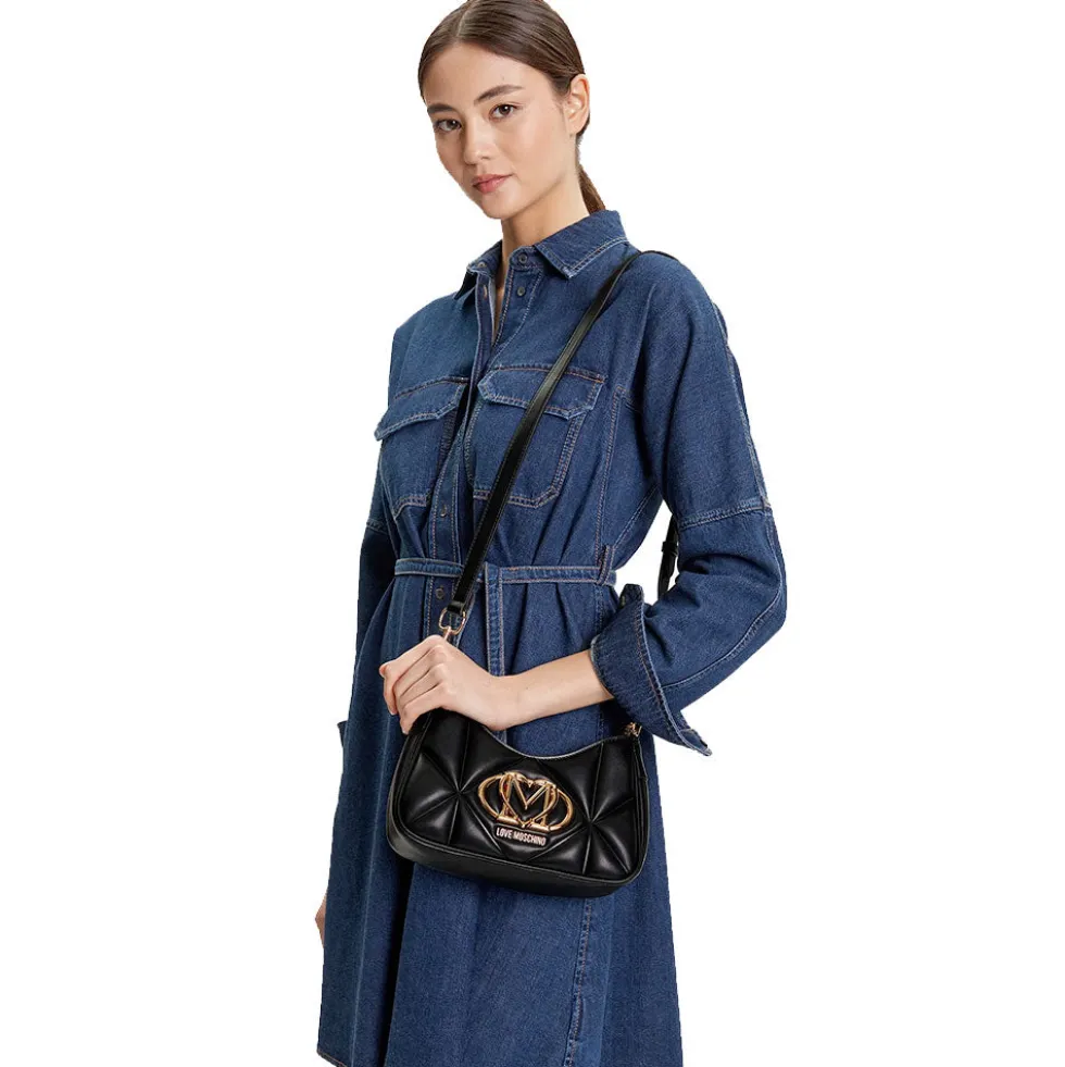 Borsa Donna a Spalla Trapuntata LOVE MOSCHINO linea Embossed Nera