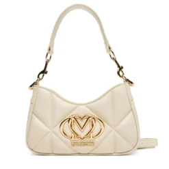 Borsa Donna a Spalla Trapuntata LOVE MOSCHINO linea Embossed Avorio