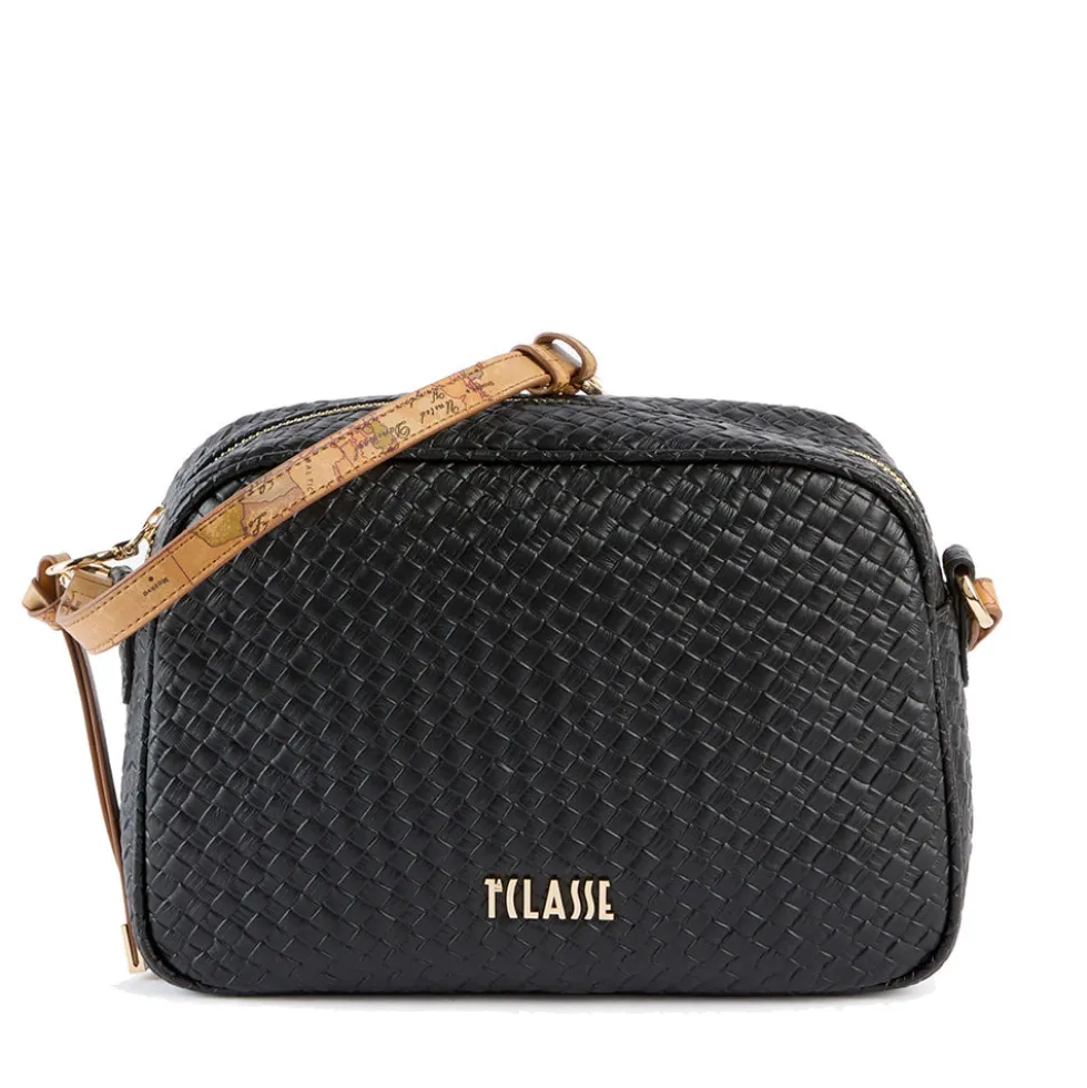 Borsa Donna a Tracolla 1A Classe Alviero Martini linea Golden Dune effetto Intrecciato Nera LE43