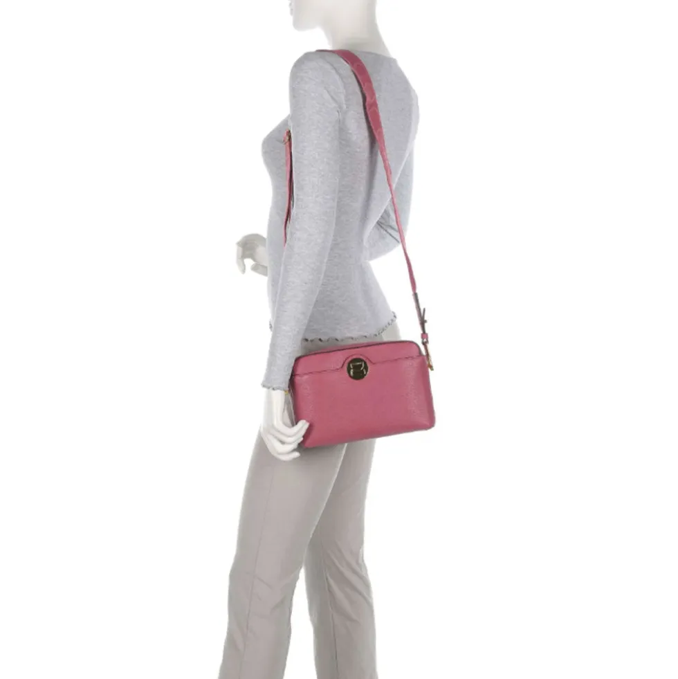 Borsa Donna a Tracolla chiusa con Zip COCCINELLE in Pelle Linea Liya Signature colore Rosewood
